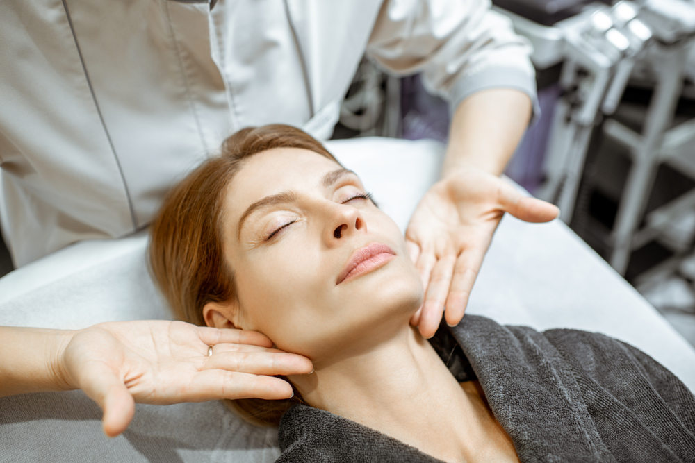 Woman at lymphatic massage