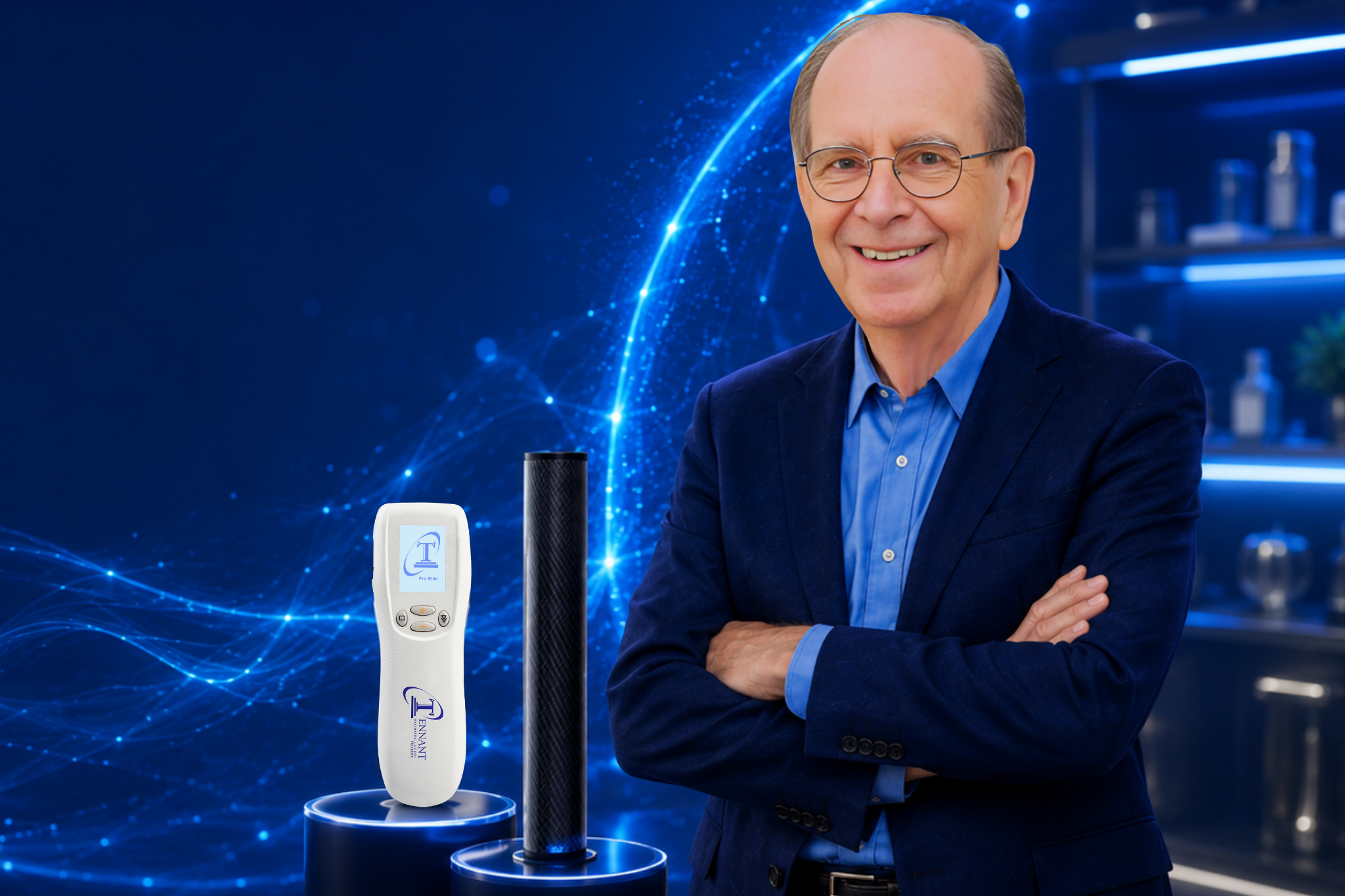 Dr. Jerry Tennant with the current Tennant BioTransducer and BioModulator